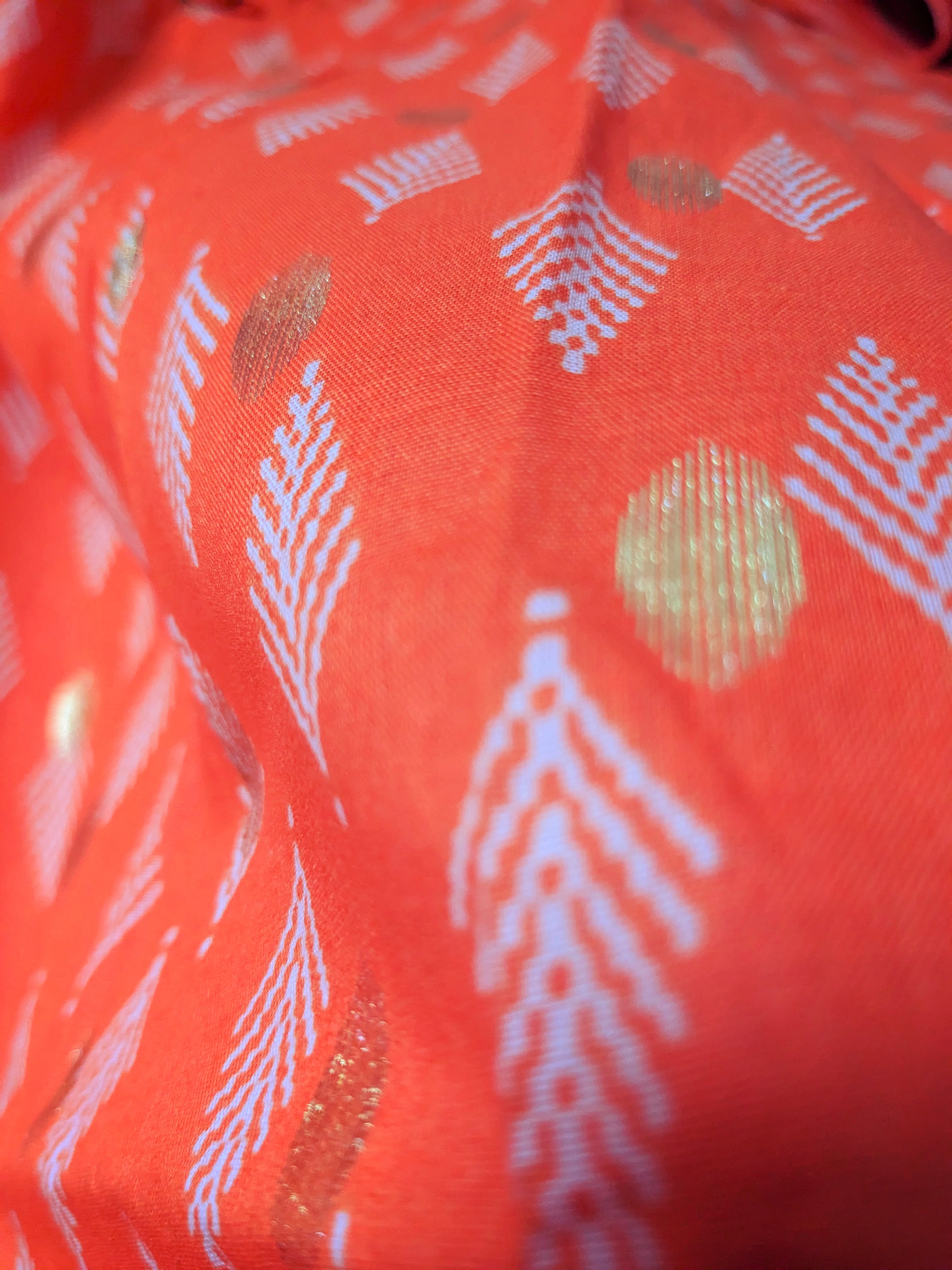 Vibrant Orange Foil Print 2-Piece Suit – Festive Farshi Shalwar Set 2