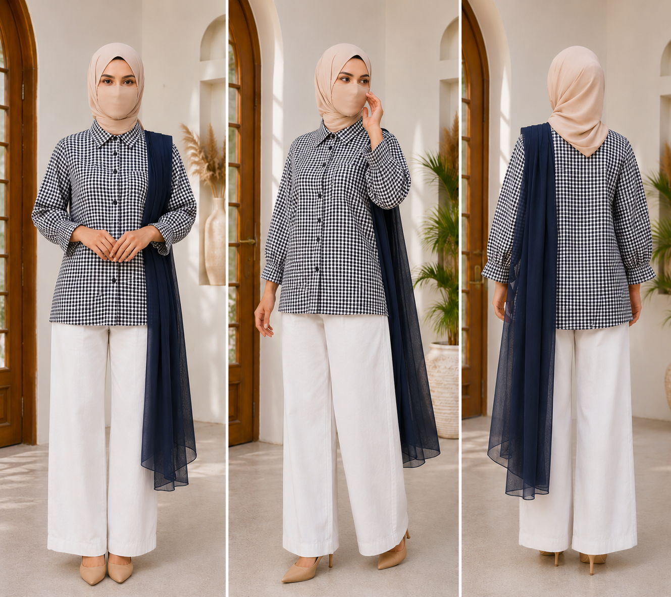 Monochrome Black & White Checkered Cotton Kurti – Casual Minimalist Shirt