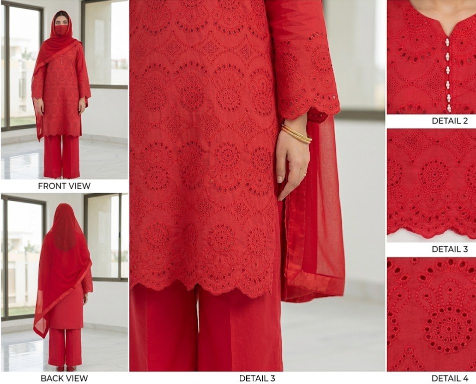 Women’s Fuchsia Pink Embroidered 2 Piece Suit with Straight Trouser | Elegant Festive & Casual Wear 2